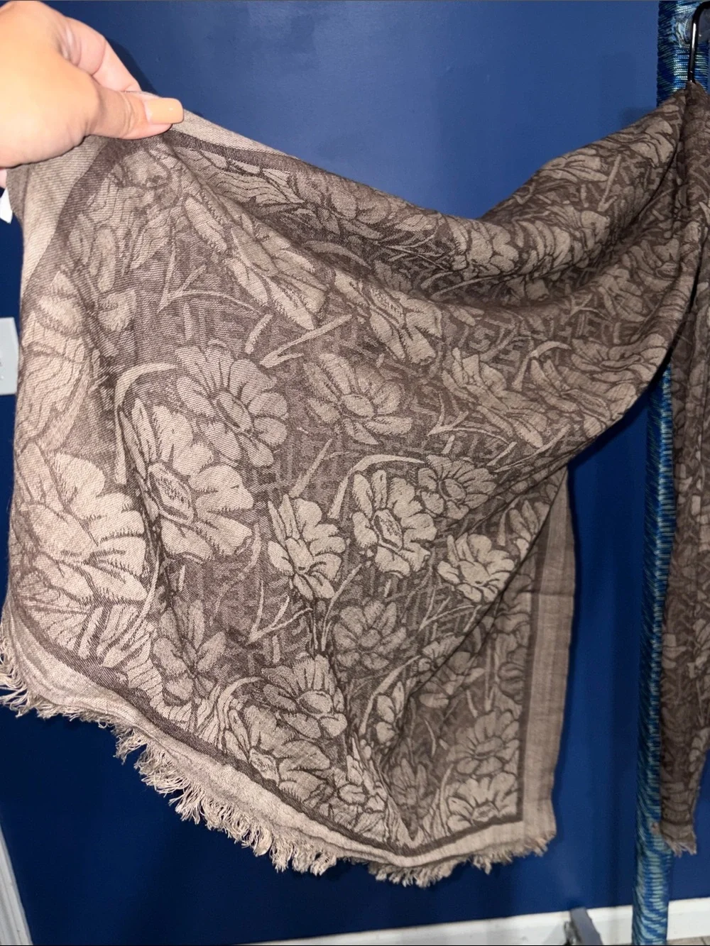 Brown Floral Throw Blanket Wrap/Shawl
